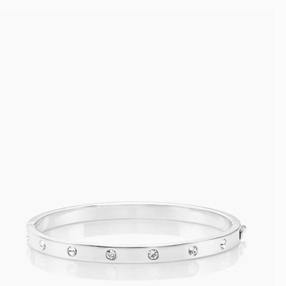 $68 Kate Spade set in stone hinged bangle silver tone - Picture 1 of 9